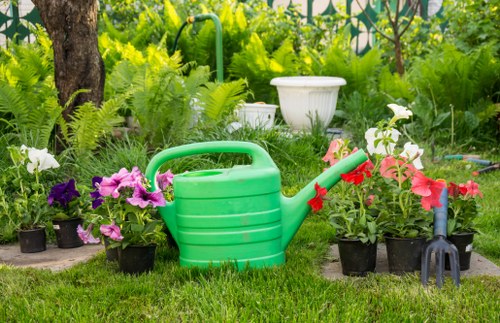 Supervisor reviewing emergency readiness for garden maintenance tasks