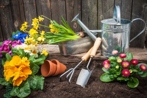 Hardscaping features in a Belmont landscape garden